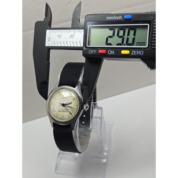 Vintage Aristo 29mm Military Field Style 17J Manual Wind Watch Silver Tone Works main image 13